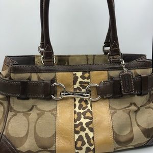 Brown Coach Purse w/Leopard Print